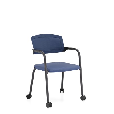 Sitag EL100 Vierfuss mit Netzrücken, Rollen und Armlehnen (Sitz/Rücken: Breeze Fusion blau/Runner blau; Farbe Kunststoff: schwarz; Farbe Metall: anthrazit)