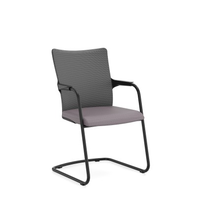 SitagEGO Visit Freischwinger mit Armlehnen (Sitz/Rücken: ME braungrau/OM hellgrau)