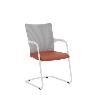 SitagEGO Visit Freischwinger mit Armlehnen (Sitz/Rücken: ME orange/OM weiss)