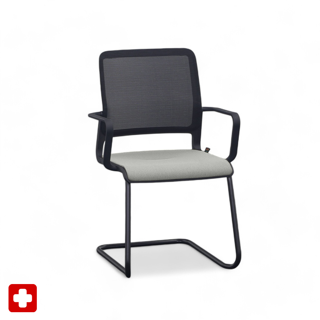 Freischwinger Sitag SitagXilium Mesh (Grau, Neu, mit Fixarmlehnen)